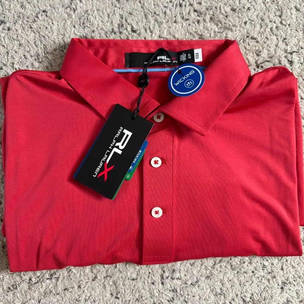 RLX Ralph Lauren Polo Shirt Mens XL Red Performance Wicking Stretch Golf NWT